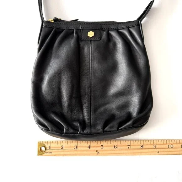 Lodis Black Leather Crossbody Bag Adjustable Strap Interior Staining AS IS - Picture 5 of 14